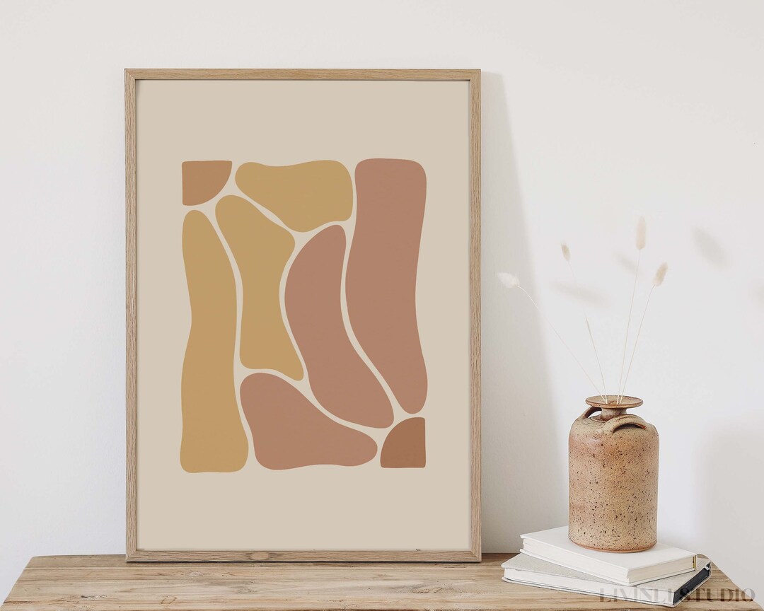 Burnt Yellow Abstract Flower Wall Art Botanical Earth Tones Poster ...