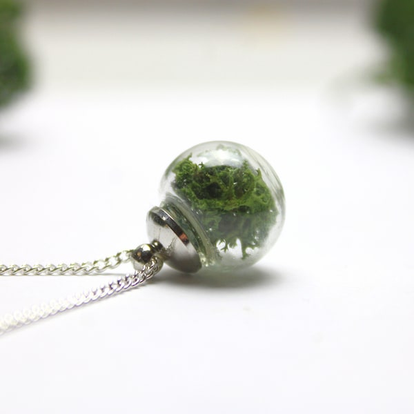 Terrarium Necklace | Preserved Moss Necklace Pendant on Stainless Steel Chain | Terrarium Jewellery | Handmade