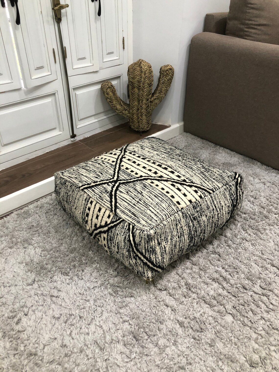 Boho Floor Cushion Berber Pouf BeanBagMoroccan Flooring Etsy