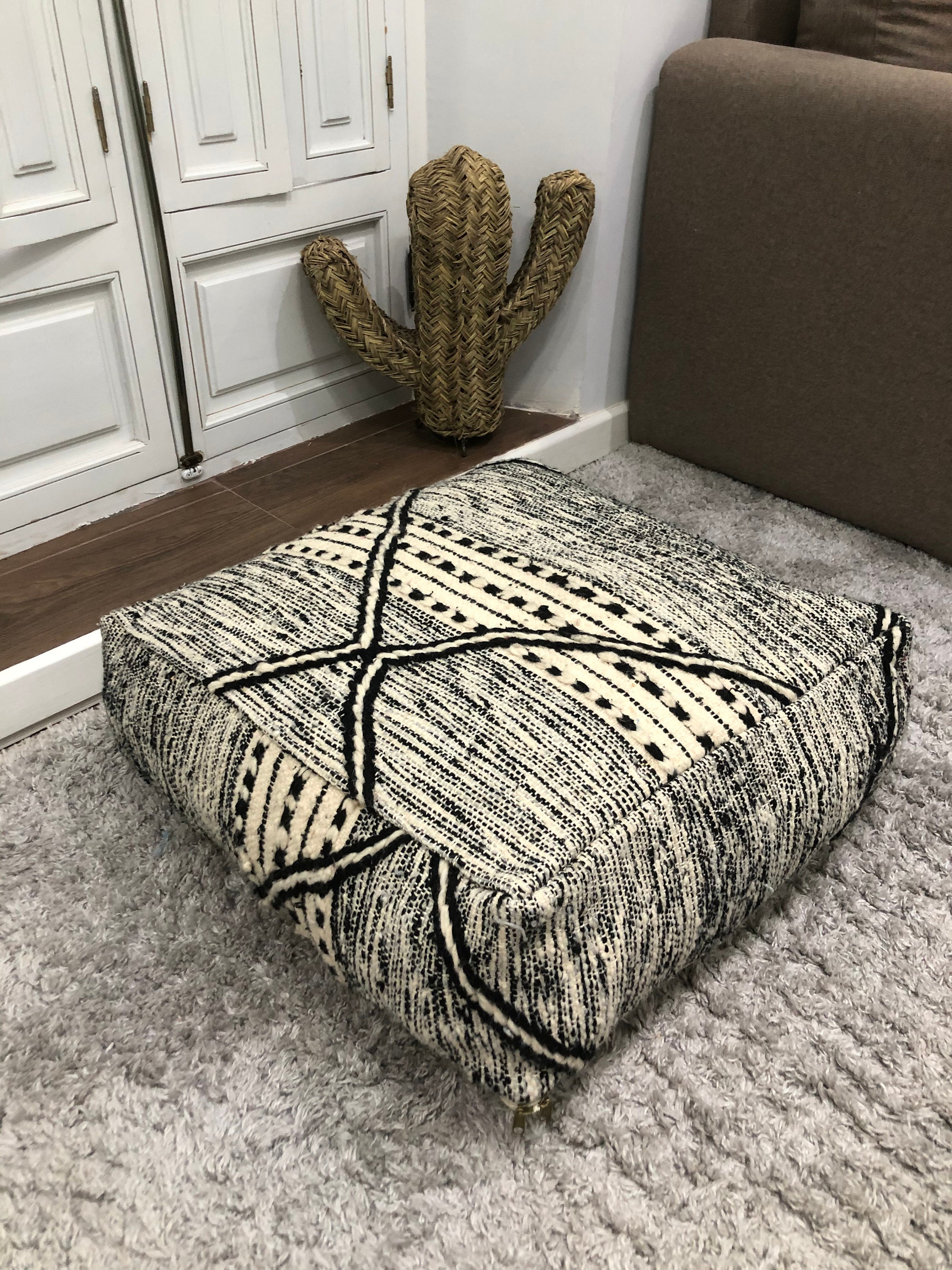 Boho Floor Cushion Berber Pouf BeanBagMoroccan Flooring Etsy