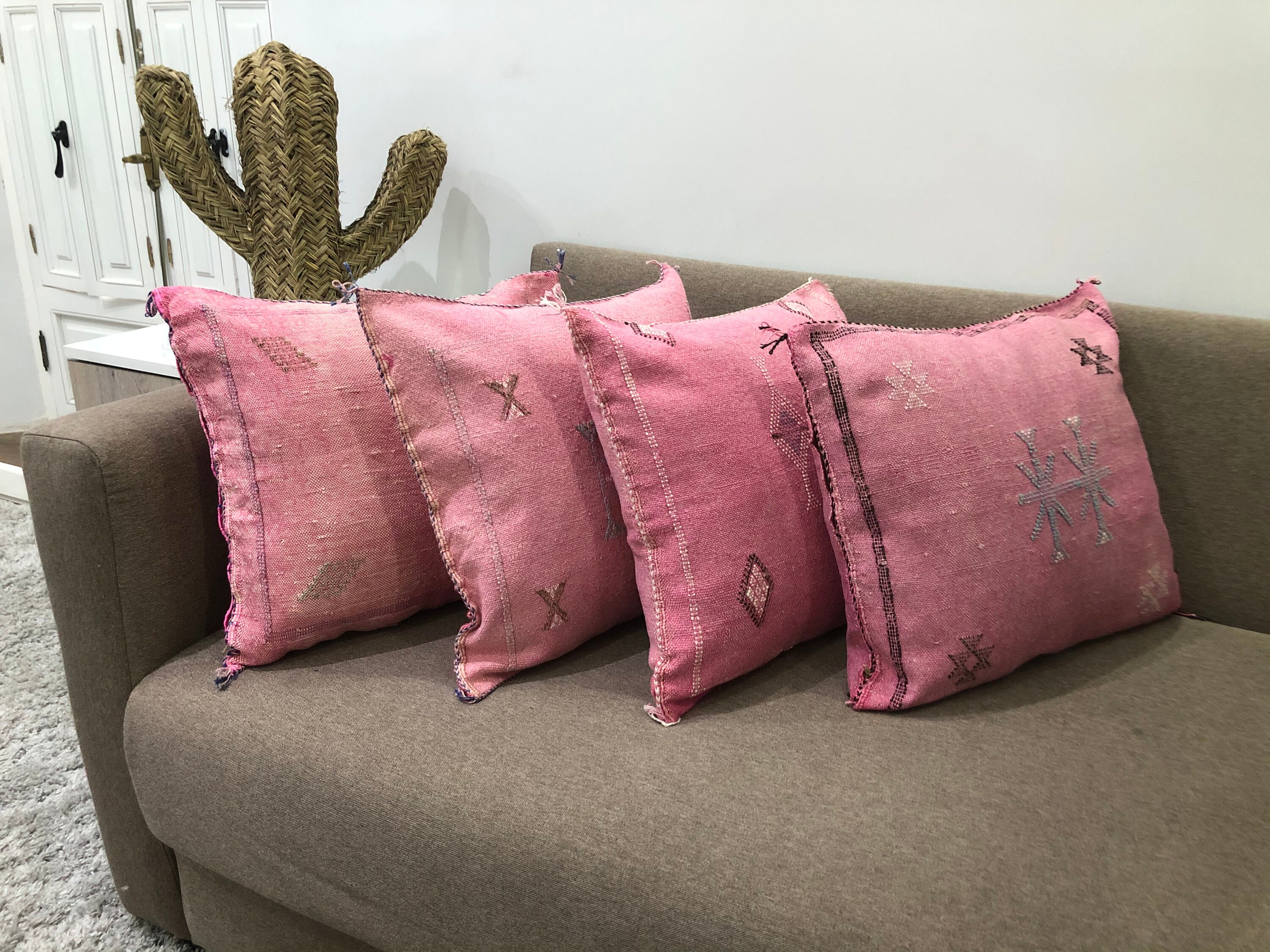 Cactus Silk Pillow Cover Moroccan Boho Throw Pillow Etsy