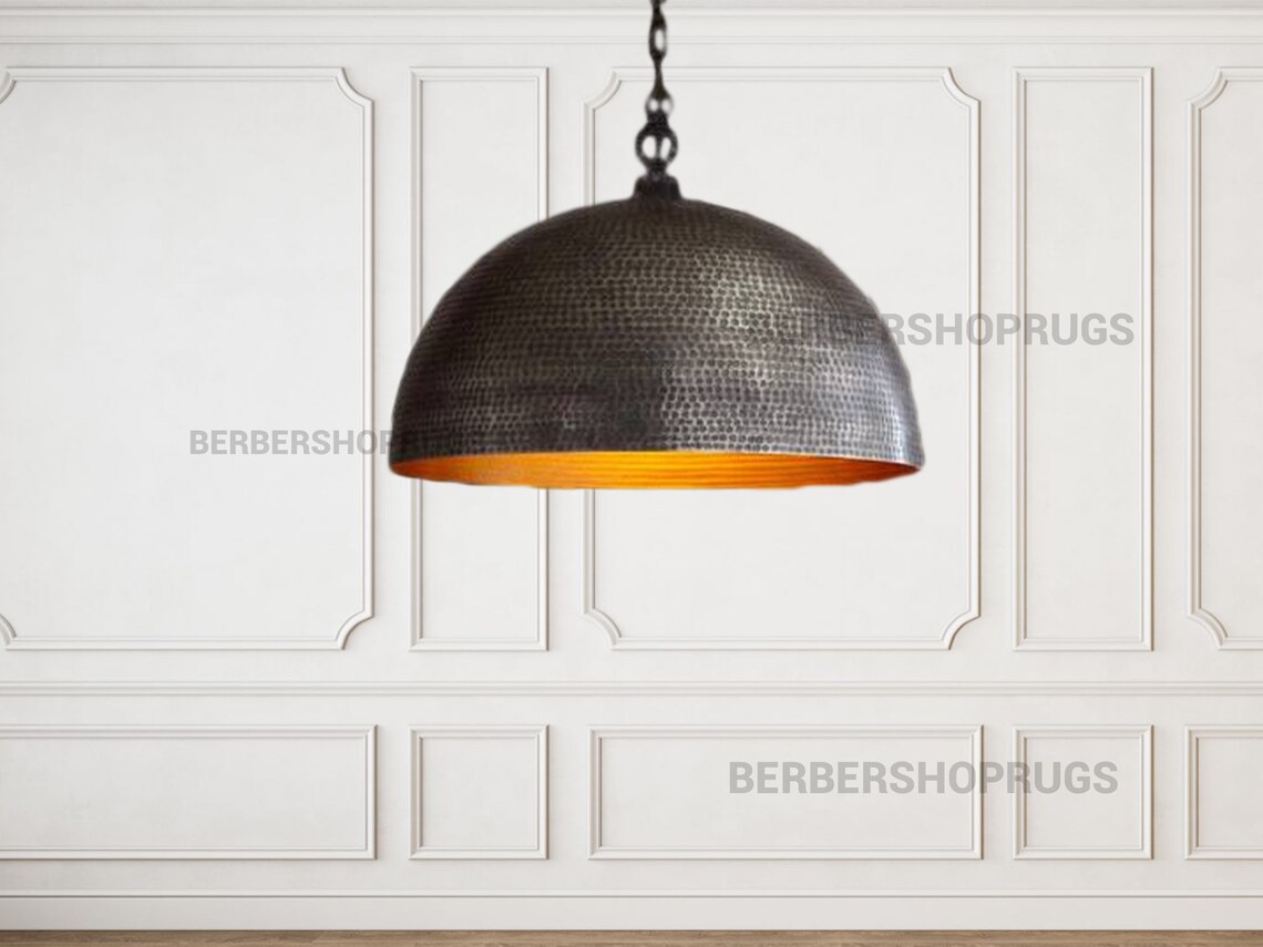 Set of 2 Brass Dome Pendant Light Hanging Lamp Lampshades Etsy