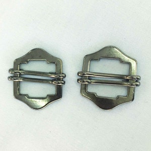 double bar metal buckle, trouser adjuster, waistcoat adjuster, bag adjust buckle, tailoring supplies, HIGH QUALITY, black, silver image 2