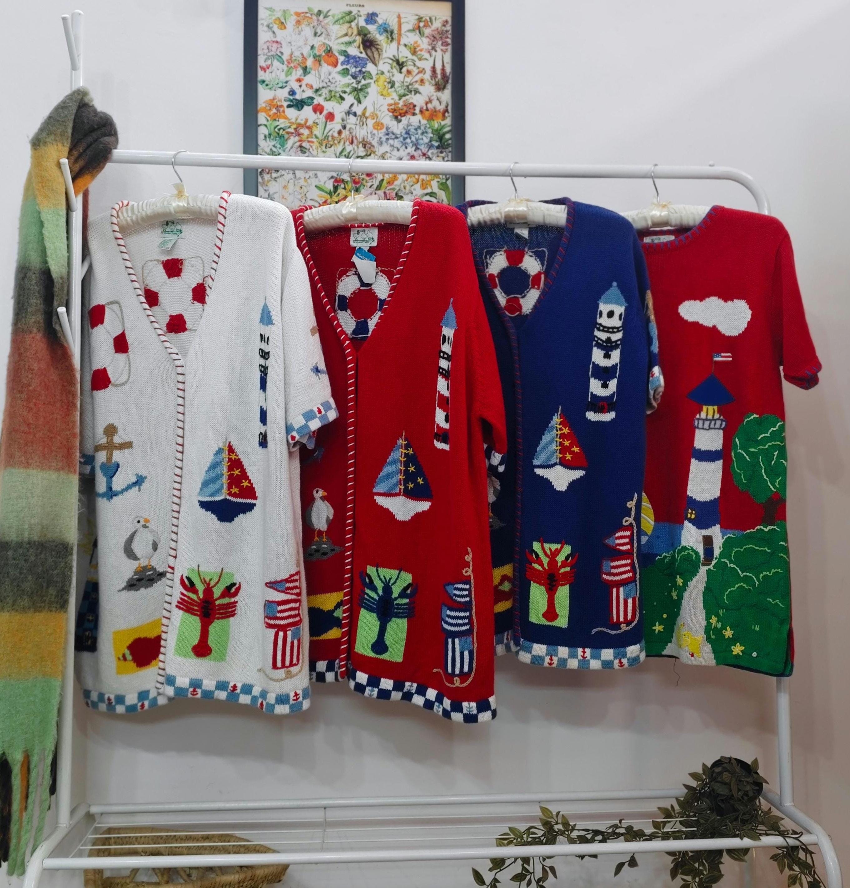 S-2XL ヴィンテージ サマー シーサイド 半袖セーター | 手編み 柄 刺繍 