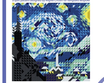 Sternennacht Quilt Anleitung pdf download. Anfänger / Anfänger freundliche Anleitung. King Queen Doppel Twin Krippe Optionen. Blau/Denim Quilt