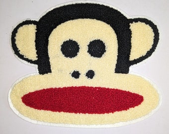 Funny monkey face chenille patch, iron-on or sew in. large size paul monkey frank head patch, applique, decorative, kids boys girls patches