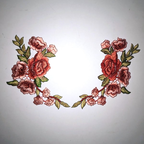 Embroidered Rose Flower Patch: Iron On Sew On Appliqué Badge (5.5cm X 9cm - Foto 11