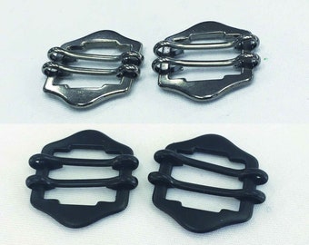 Metallschnalle mit doppelter Stange, Hosenversteller, Westenversteller, Taschenversteller, Metallschnalle, HOHE QUALITÄT, schwarz, silber