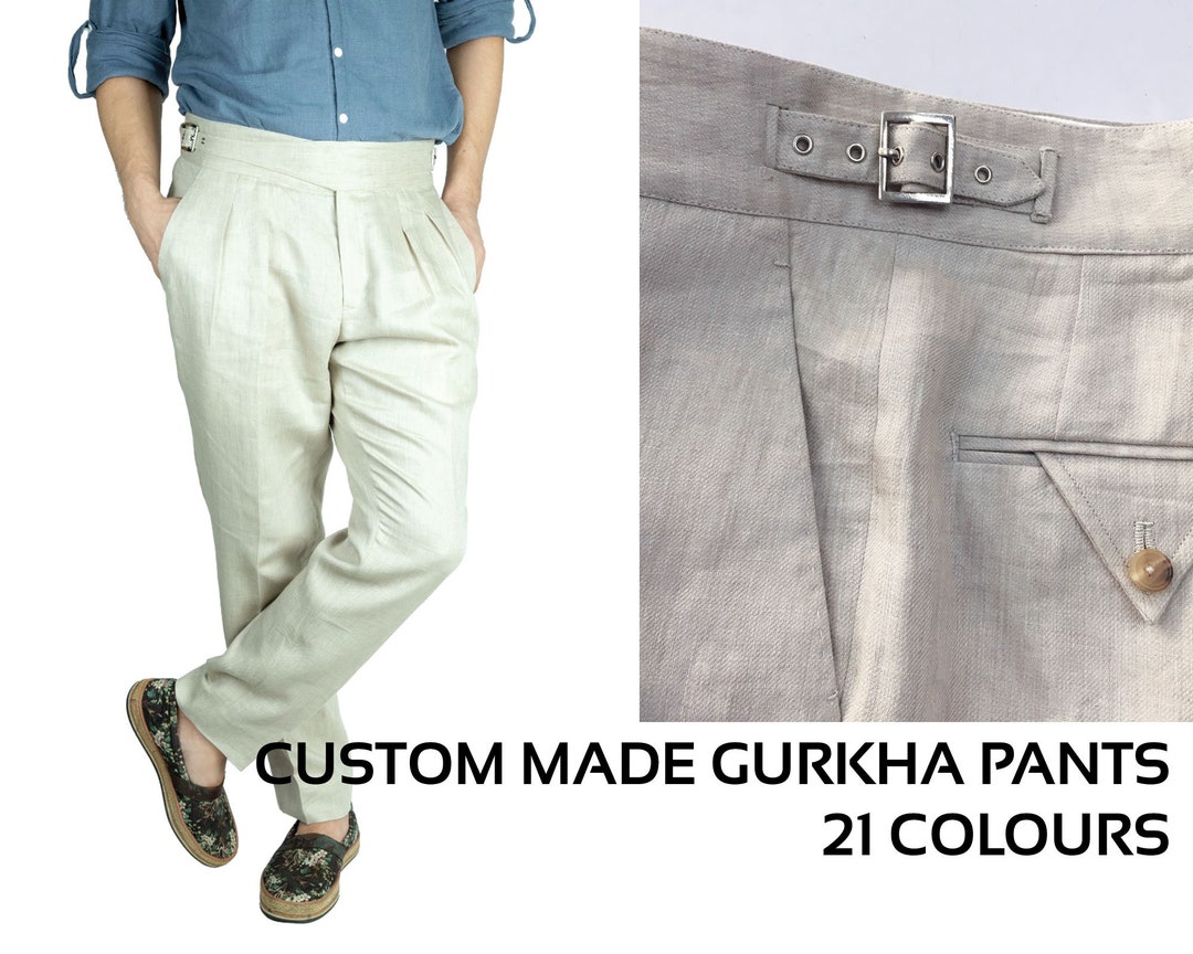 Classic Gurkha Pants / Trousers, in 100% Cotton or Linen, 21 Colours, Hand Made Bespoke, Wide, Regular, Slim, Beige, Khaki, Navy, Black - Etsy UK Classic Gurkha Pants / Trousers, in 100% Cotton or Linen, 21 Colours, Hand Made Bespoke, Wide, Regular, Slim, Beige, Khaki, Navy, Black - Etsy UK