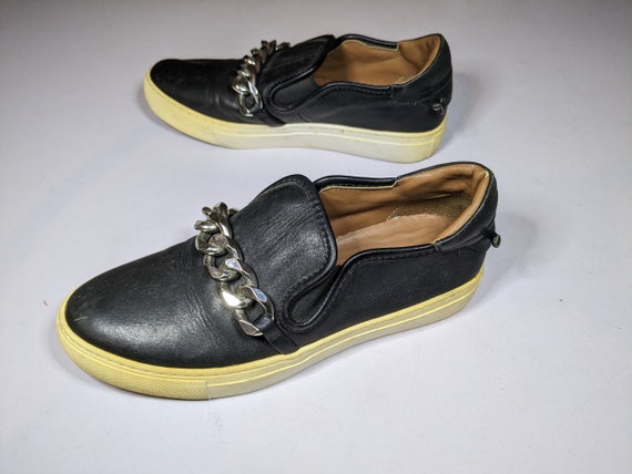 Balenciaga black leather metal chain slip on shoe… - image 2