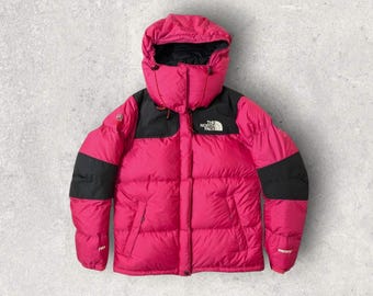 The North Face baltoro puffer parka jacket | 700 windstopper hot pink with padded hood | labelled size womens L, would better fit size M