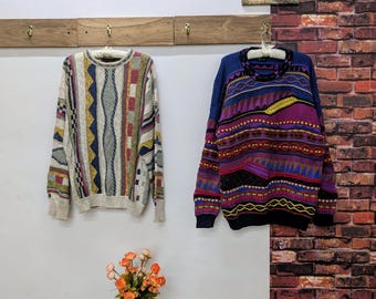 Vintage coogi style 3D knit wool sweaters | In excellent condition | size mens Medium-Large | multicolored | 90&#39;s Y2K authentic | unisex