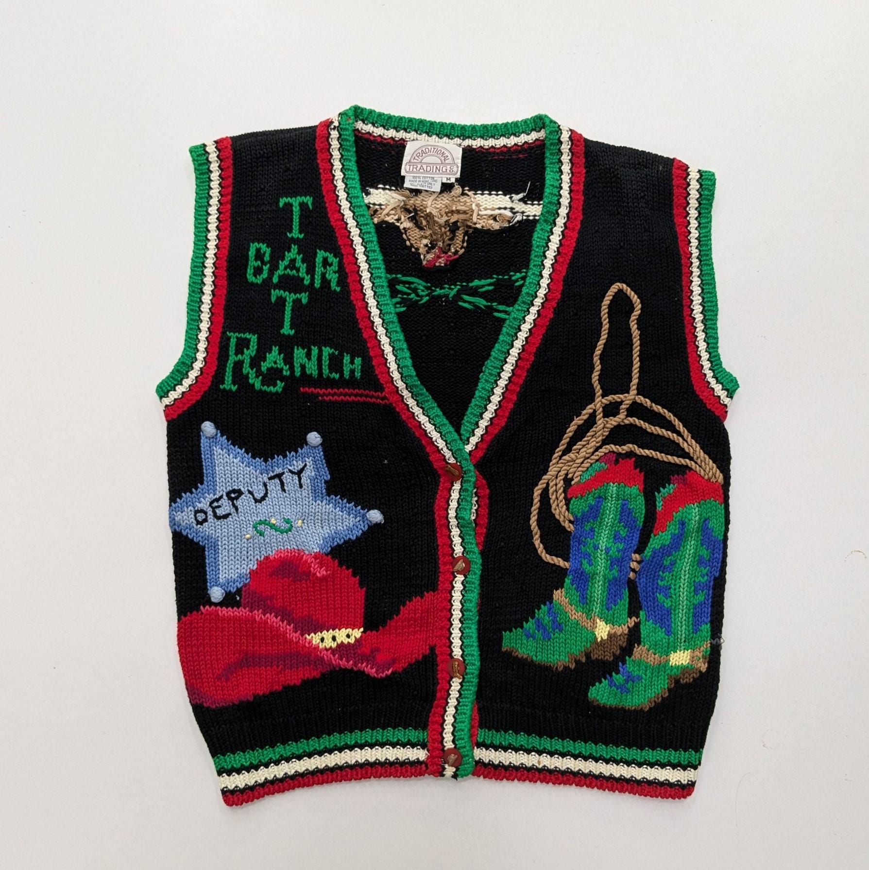 S-XL ヴィンテージ カウボーイ 乗馬セーター | レトロ 90-00 年代 刺繍