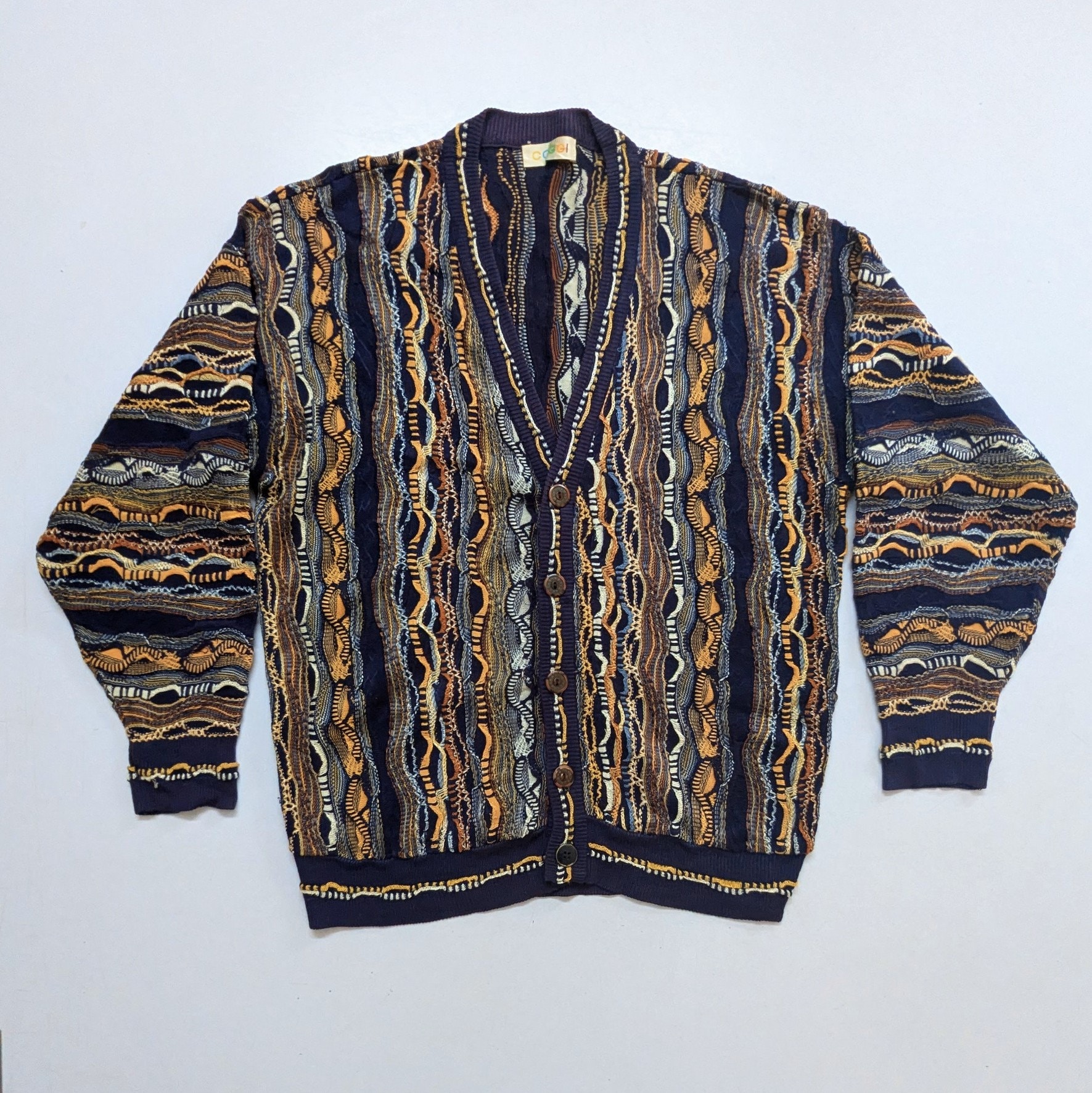 【Vintage】COOGI 3D KNIT CARDIGAN Vintage 90's Coogi Style 3D Knit Cardigan in Mercerised Cotton
