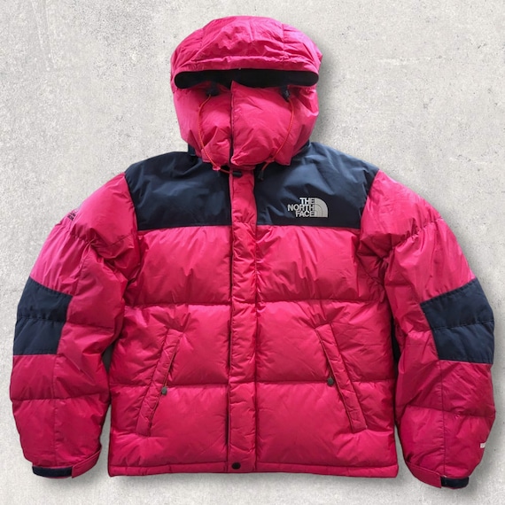 North face pink and black puffer hot sale