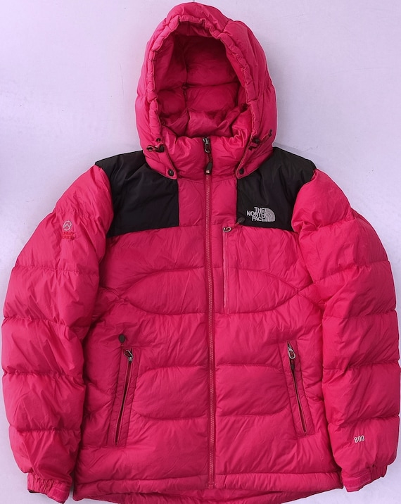 pink and black puffer jacket north face