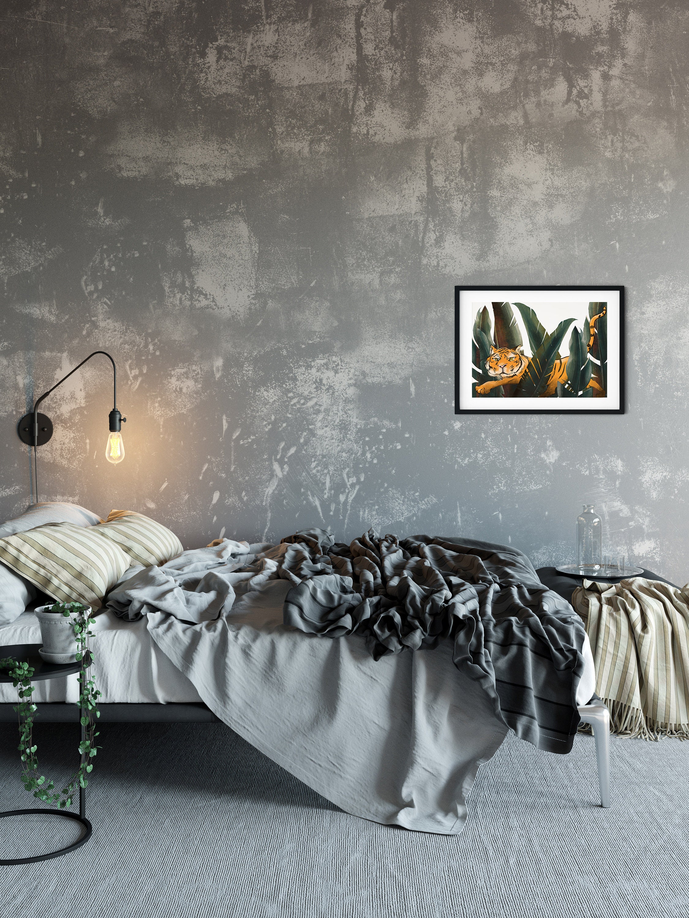 Tiger im Dschungel Druck. Tiger zu Fuß durch Regenwald | Etsy