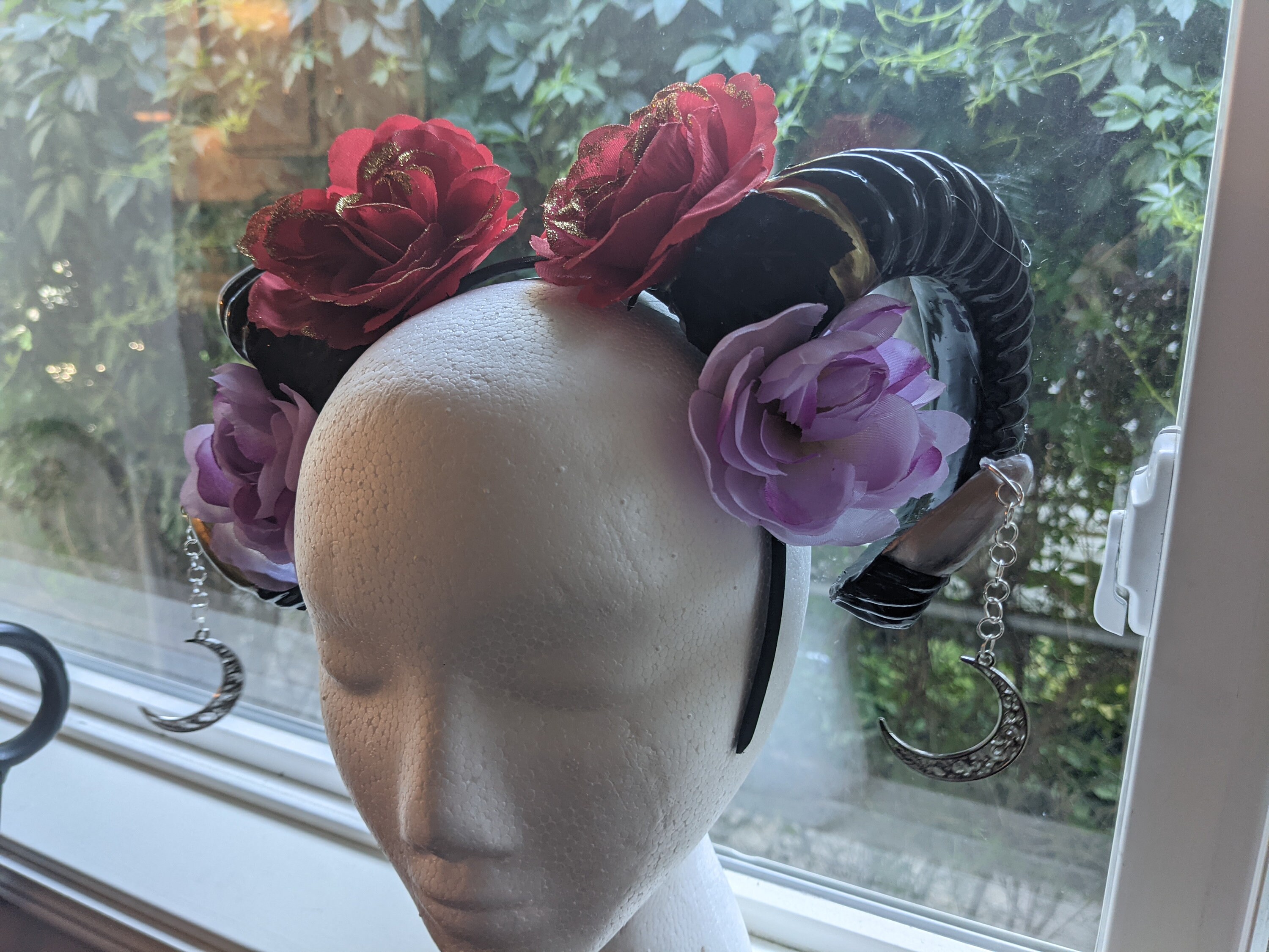 Custom Handmade Tiefling Horns Cosplay Flower Crown Etsy