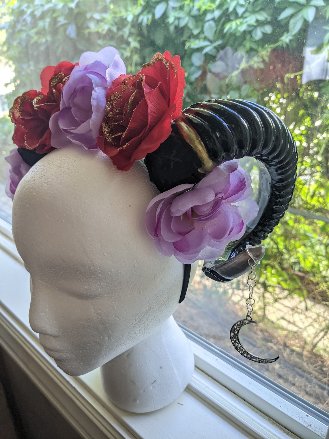 Custom Handmade Tiefling Horns Cosplay Flower Crown Etsy