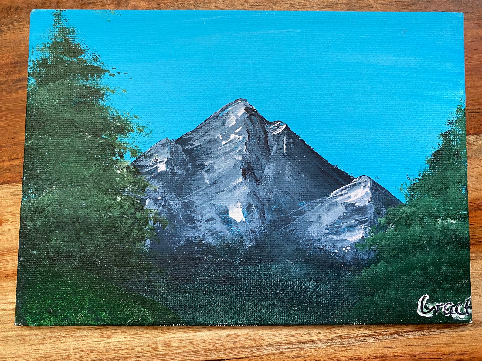 Peinture acrylique de scène de montagne | Etsy