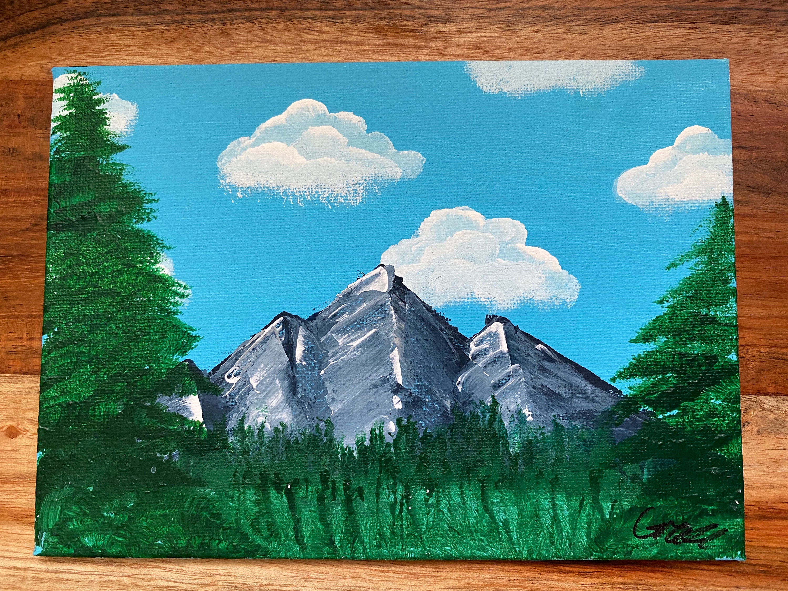 Acrylic painting of mountain scene Etsy