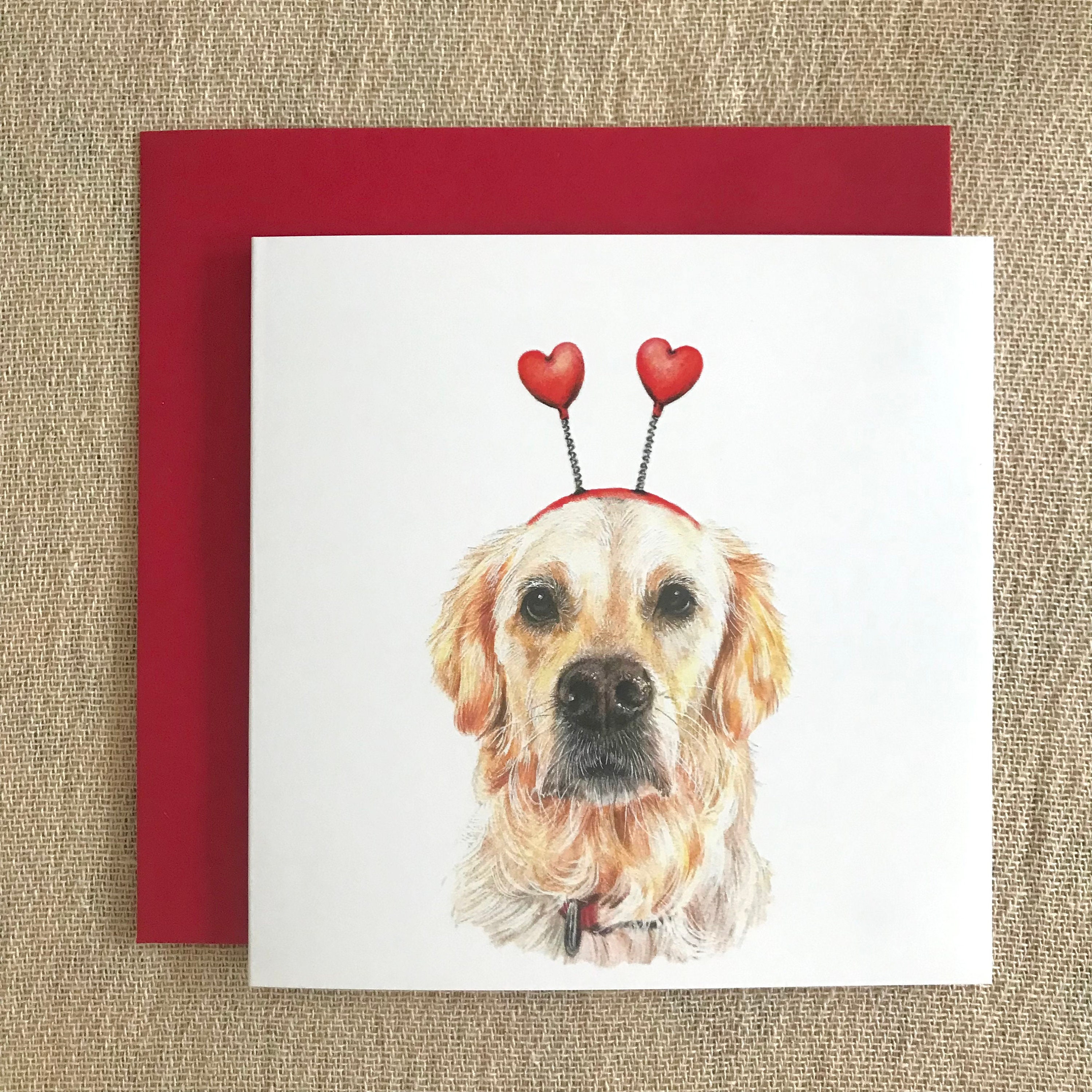 Golden Retriever Valentines Card - Etsy