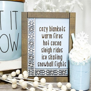 Winter Sign, Winter Tiered Tray, Snowflake Sign, Snowflake Decor, Winter Decor, Wood Sign, Tiered Tray, Tiered Tray Decor, Holiday Decor