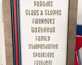 Patriotic Decor, Patriotic Signs,  Fourth of July Decor, Memorial Day Decor, Summer, Tiered Tray Decor, Wood Sign, Summer Decor, Rae Dunn