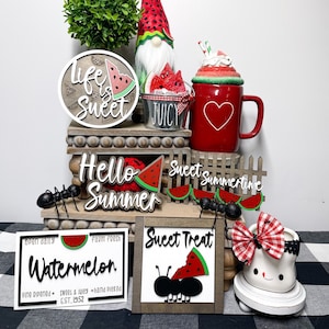 Watermelon Decor, Summer Decor, Summer Signs, Wood Signs, Tiered Tray Decor, Rae Dunn Decor, Tiered Tray, Kitchen Decor, Kitchen Signs