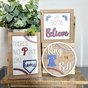 Baseball Tiered Tray Decor, Philadelphia Tiered Tray Decor, Baseball Home Decor, Philadelphia Gift for Him, Sports Gift for Him