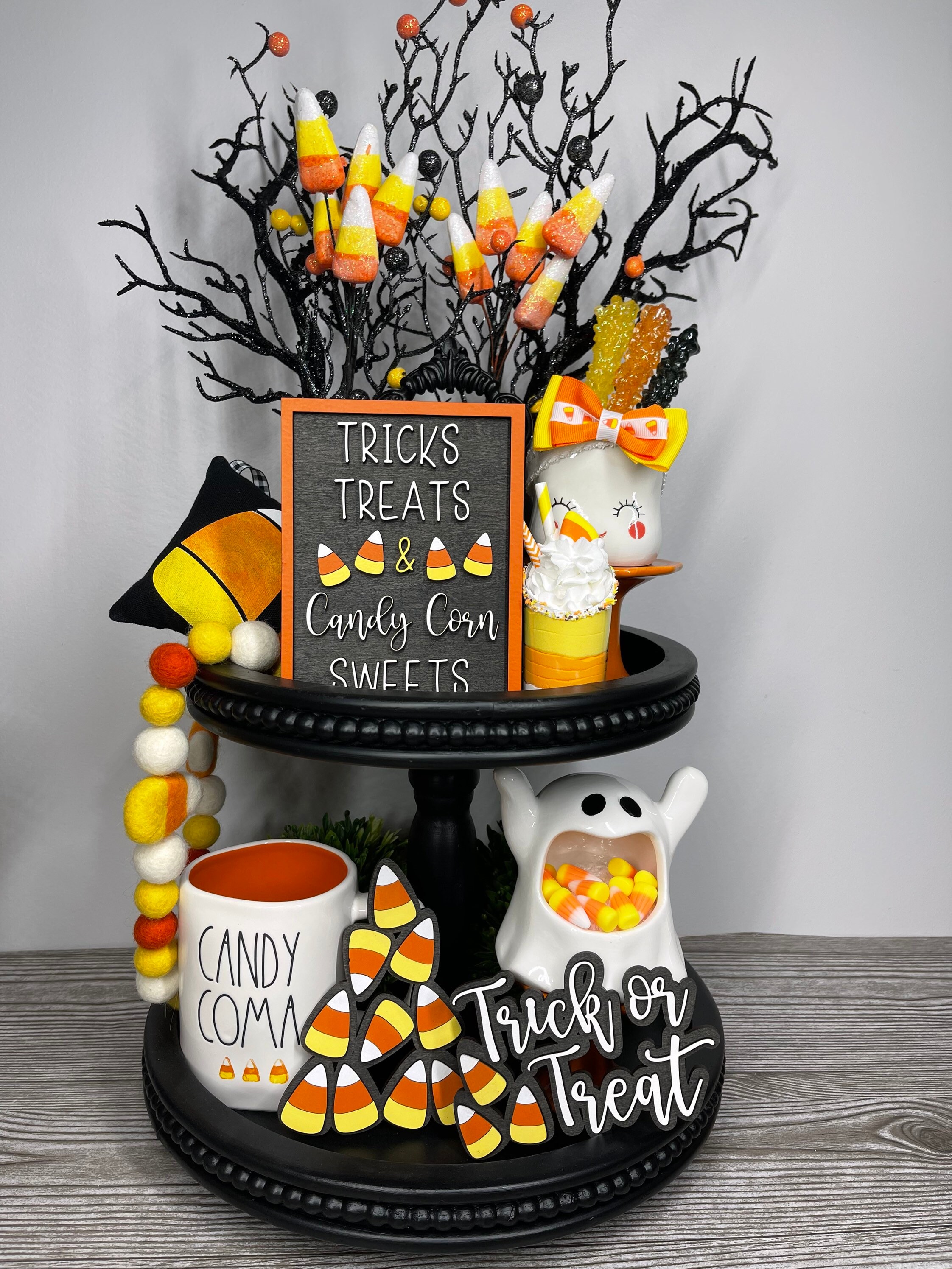 Candy Corn Decor, Candy Corn Signs, Candy Corn Tiered Tray Decor