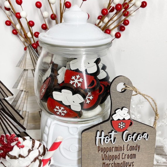 Hot Cocoa Decor, Hot Cocoa Signs, Holiday Decor, Holiday Signs, Gumball, Wood Signs, Tiered Tray Signs, Tiered Tray Decor, Winter Signs