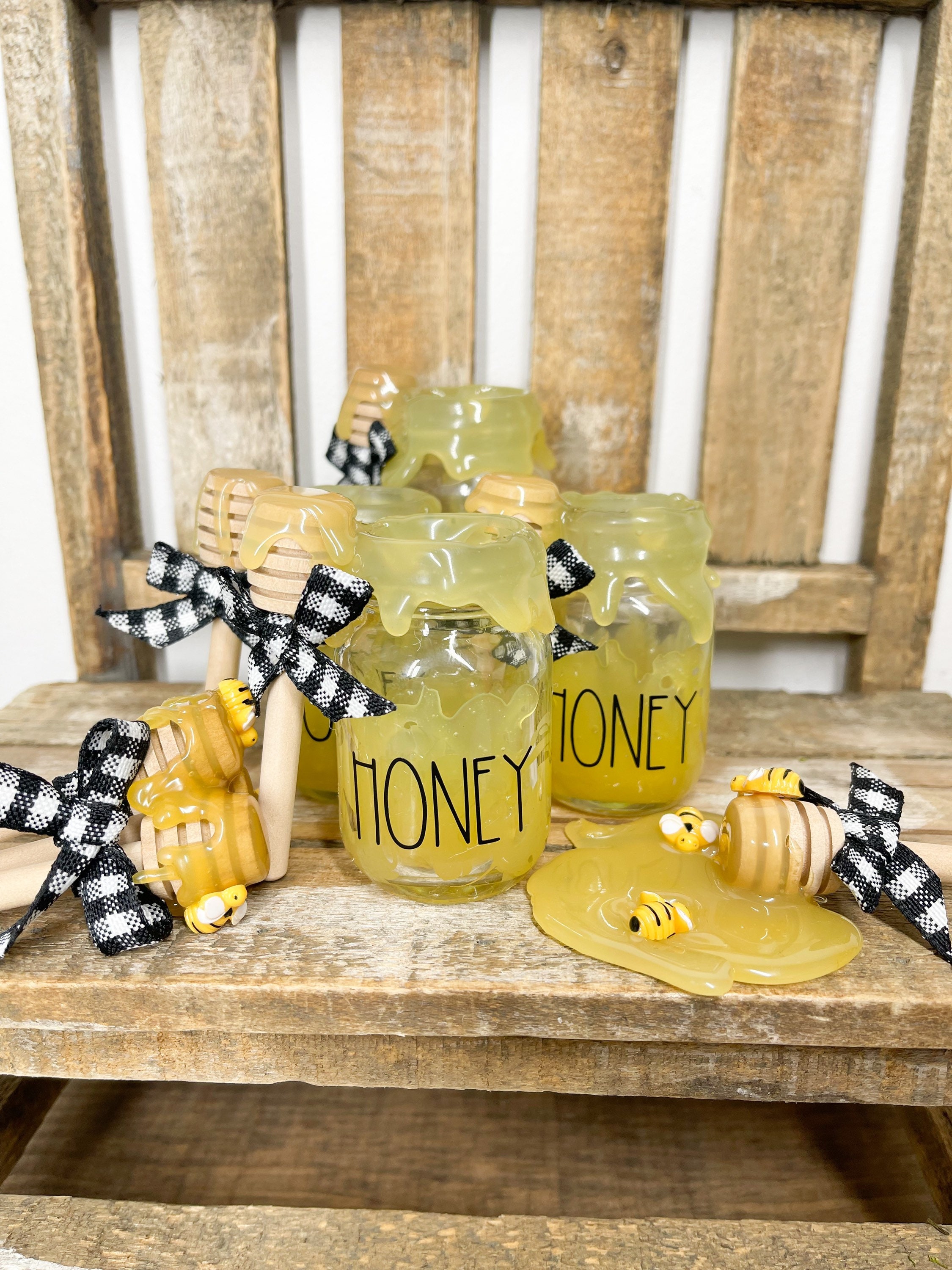 Spring Decor, Spring Signs, Bee Decor, Bee Signs, Wood Signs, Tiered Tray Decor, Tiered Tray, Honey Pot, Honey Decor, Tiered Tray Accent