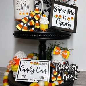 Candy Corn Dekor, Candy Corn Schilder, Candy Corn Tablett, Halloween Dekor, Halloween Tablett, Herbst Tablett Dekor