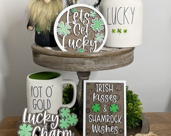 St Patrick’s Decor, St Pattys Day, Shamrock Decor, Irish Decor, Wood Signs, Irish Signs, St Patricks Day Signs, Tiered Tray Decor
