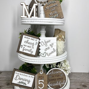 Farmhouse Decor, Kitchen Decor, Neutral Signs, Neutral Decor, Tiered Tray, Family Decor, Everyday Decor, Wood Signs, Tiered Tray Decor