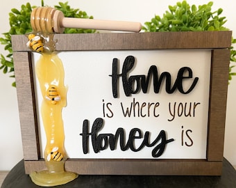 Bee Decor, Bee Sign, Honey Sign, Spring Sign, Spring Decor, Spring Tiered Tray, Bee Tiered Tray, Rae Dunn, Tiered Tray Decor, Wood Signs
