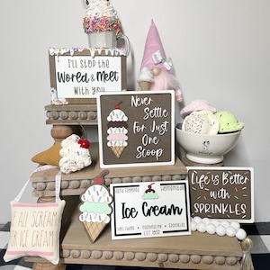 Eiscreme Schilder, Eiscreme Dekor, Alltagsdekor, Sommer Schilder, abgestuftes Tablett Dekor, Rae Dunn Dekor