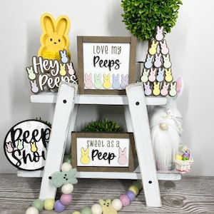 Easter Signs, Tiered Tray Signs, Easter Decor, Tiered Tray Decor, Peep Decor, Peep Signs, Spring Decor, Spring Signs, Wood Signs, Easter