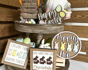 Easter Signs, Easter Decor, Easter Tiered Tray Decor, Spring Tiered Tray Decor, Tiered Tray Decor, Tiered Tray, Wood Signs, Wood Decor