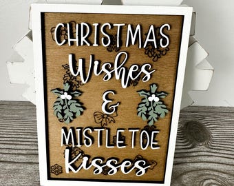 Christmas Tiered Tray Signs | Farmhouse Decor | Rustic Christmas Tiered Tray Decor | Holiday Shelf Decoration | Laser Cut Wood Holiday Decor