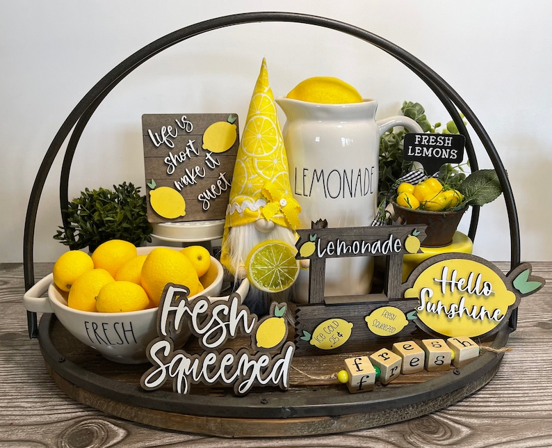 Lemon Decor Lemon Tiered Tray Decor Lemon Decor for Kitchen Etsy
