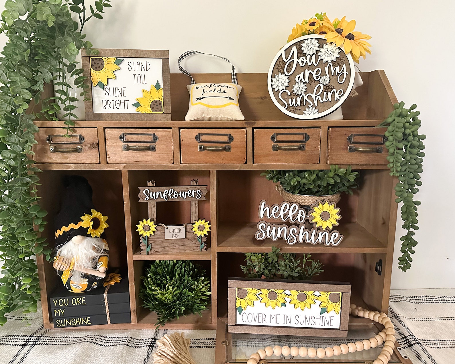 Sunflower Tiered Tray Signs, Sunflower Tiered Tray Decor, Summer Tiered ...