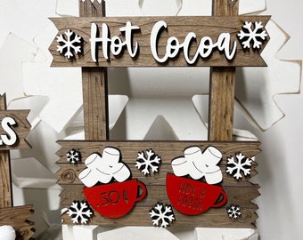 Winter Tiered Tray Decor, Winter Signs, Holiday Tiered Tray Decor, Hot Cocoa Tiered Tray Decor, Hot Cocoa Bar Decor, Hot Cocoa Decor