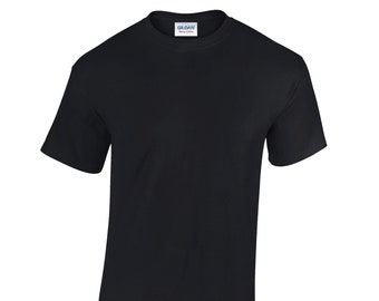 Pack of 4 Gildan Men's T-Shirts | Heavy Cotton | Short Sleeves | Crew Neck | Black |  G5000 | Printing T-Shirts |