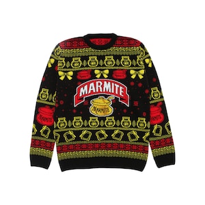 Pull de Noël en tricot officiel Marmite® - Meilleur pull de Noël 2024 | Pull fantaisie | Idées cadeaux de Noël pour lui |Idées de cadeaux de Noël pour lui