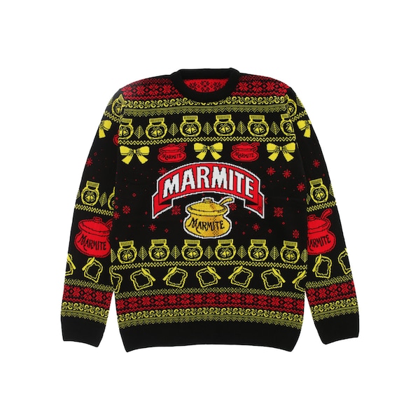 Marmite® Official Knitted Christmas Jumper - Best Christmas Jumper 2023 | Novelty Sweater | Xmas Gift Ideas For Him |Christmas Ideas for Him