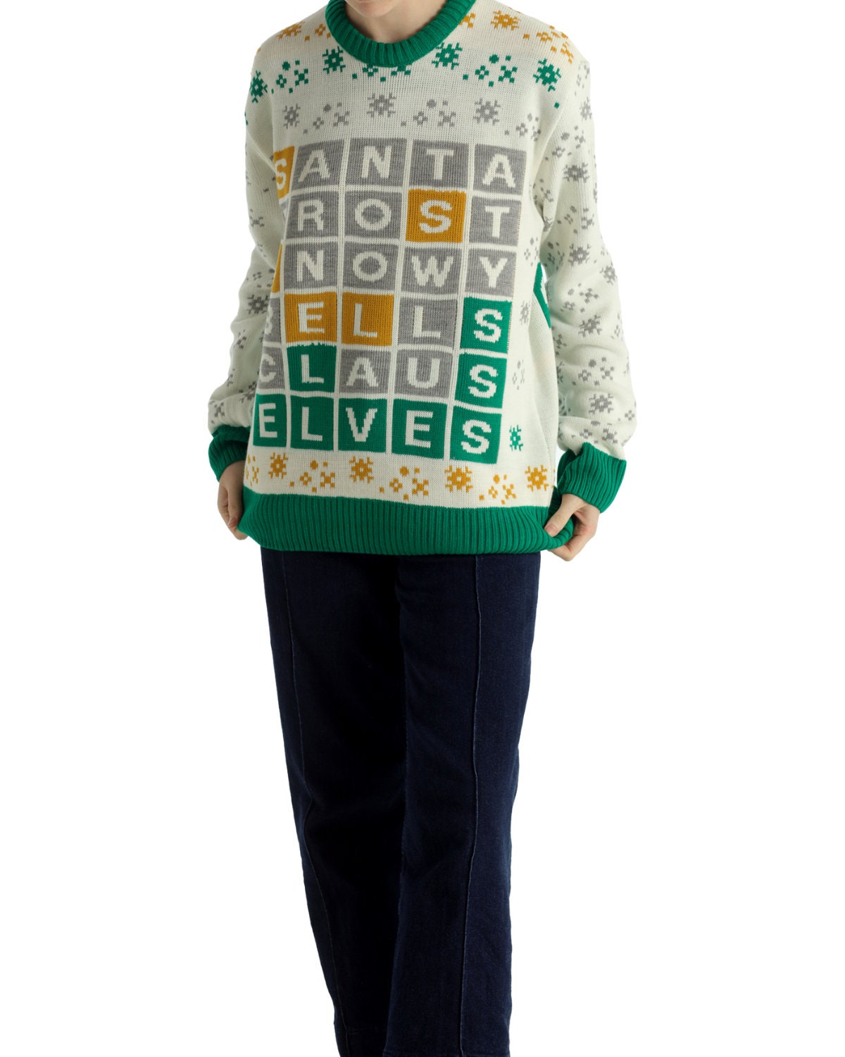 Wordle Inspired Knitted Christmas Jumper | Funny Xmas Sweater | Gifts for Her | Christmas Gifts for Him | Best Present Ideas |