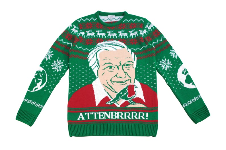 David Attenborough Christmas Jumper Notjust Charity Sweater Etsy