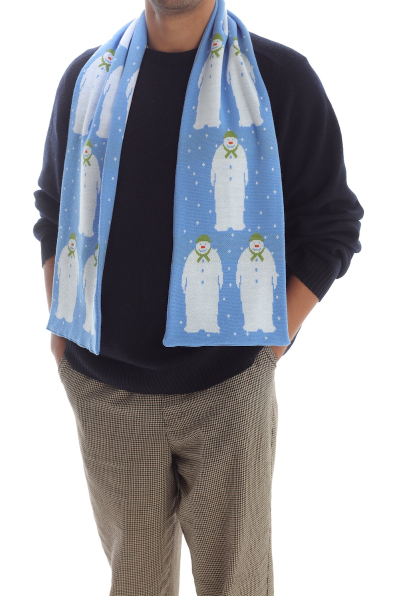 Raymond Briggs' The Snowman Scarf David Bowie Snowman Scarf Vintage Snowman Scarf Christmas Gift Ideas For Kids Knitted Scarf image 8